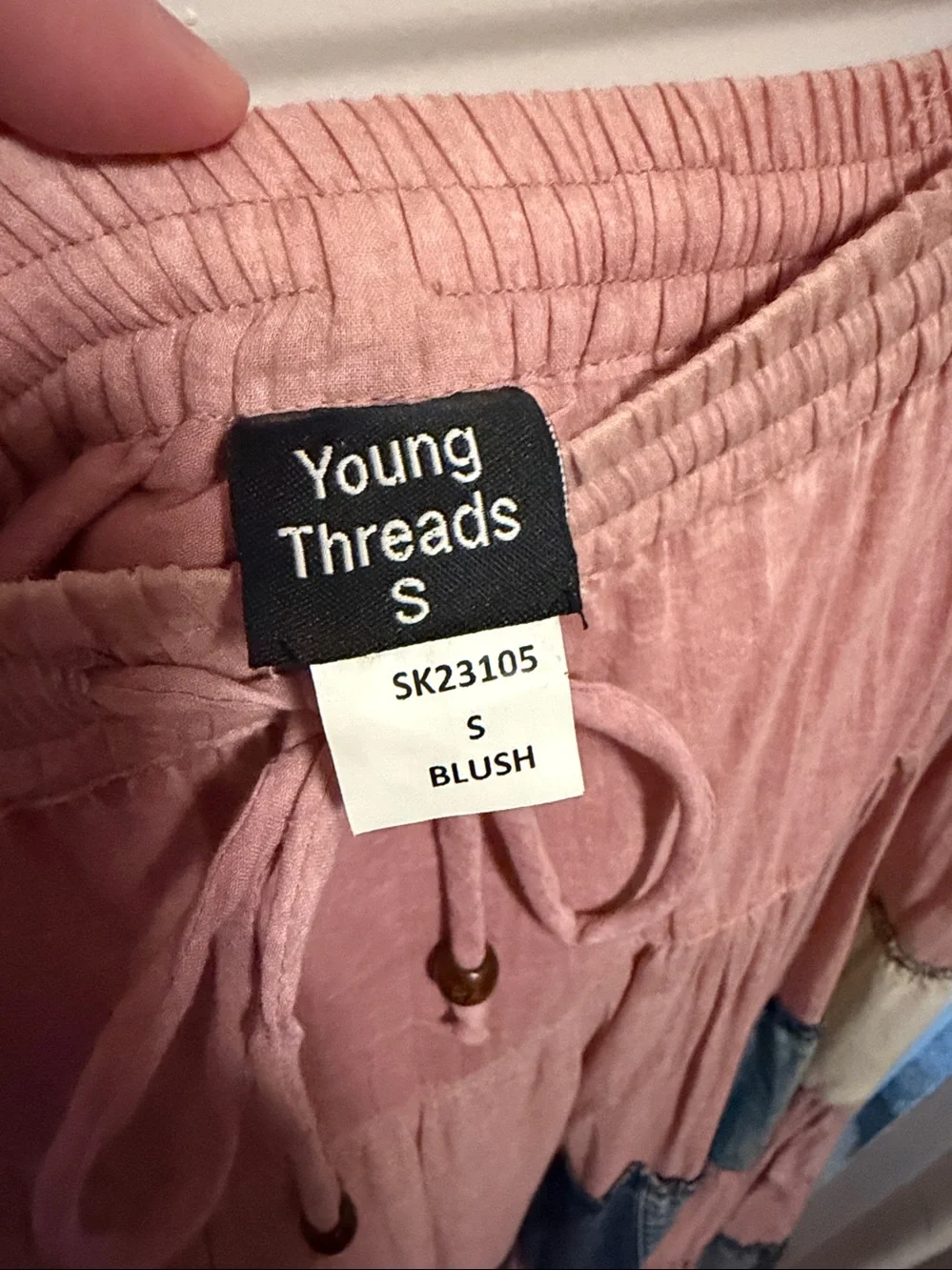 YOUNG THREADS Tiered Pink Patchwork Maxi Skirt with Crochet Hem Brand New Small - Picture 4 of 7